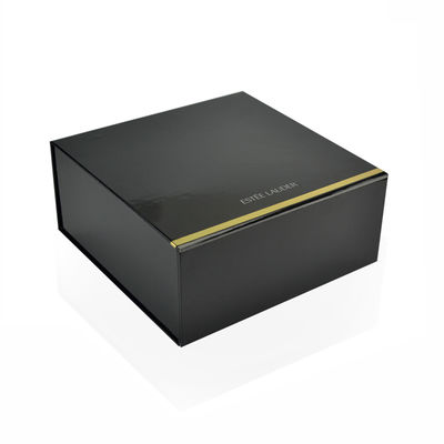 Contenitori di regalo magnetici pieghevoli fatti a mano di colore di CMYK 20.5*20.5*9cm neri lucidi