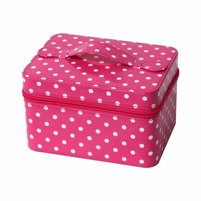 chiusura bianca rosa di 18*13.5*11cm Dots Portable Cosmetic Box Zipper