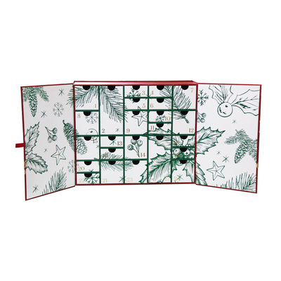 Contenitori di regalo cosmetici con 24 chiusure magnetiche rosse Advent Calendar dei cassetti