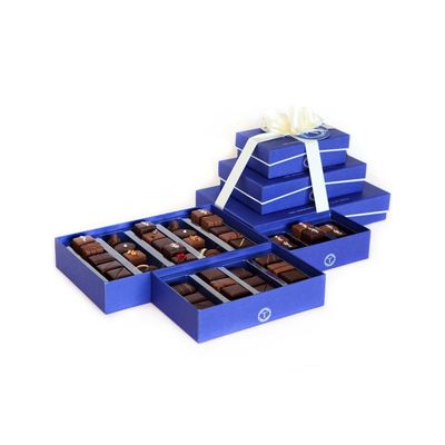 Il cioccolato di lusso multiuso dei blu navy inscatola imballando, contenitori vuoti di tartufo su misura