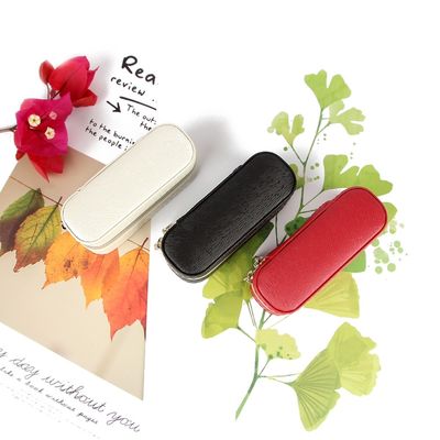 Mini caso di cuoio 10*4*3.5cm del rossetto di viaggio dell'unità di elaborazione con la doppia chiusura della chiusura lampo