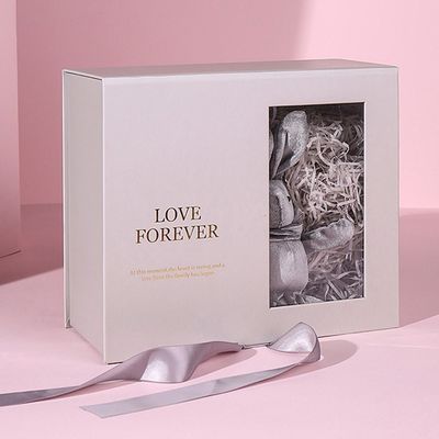 Carta magnetica di rosa del contenitore di regalo del flat pack su ordinazione con il nastro