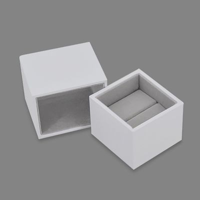 Anello Confezione Portagioie Bianco Con Cassetti Fodera In Velluto Grigio / Nero