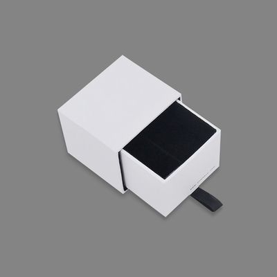 Anello Confezione Portagioie Bianco Con Cassetti Fodera In Velluto Grigio / Nero