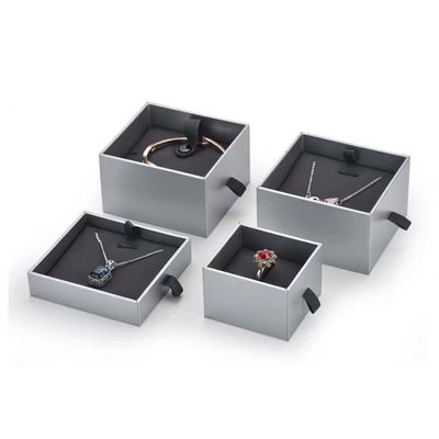 Scatole regalo per gioielli in cartone grigio quadrato piccolo per bracciale con ciondolo collane