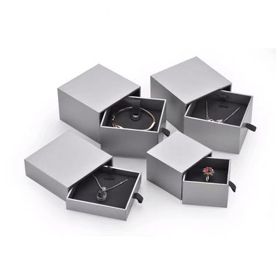 Scatole regalo per gioielli in cartone grigio quadrato piccolo per bracciale con ciondolo collane