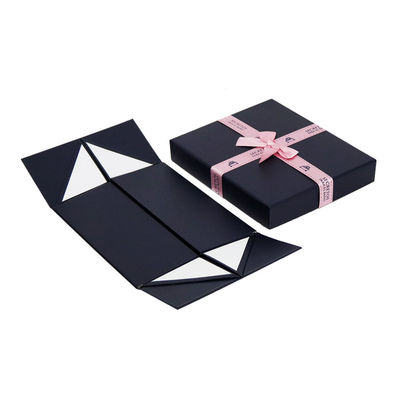 Contenitore di regalo di carta rigido pieghevole dei blu navy 24*20*10cm con la decorazione del nastro
