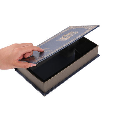 Scatola di stoccaggio a forma di del libro di blu navy dell'OEM, scatola di spostamento di regalo per profumo