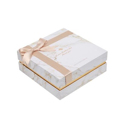 il contenitore di regalo di carta rigido di struttura di marmo di 21*21*9cm, toglie il contenitore di coperchio per il favore di nozze