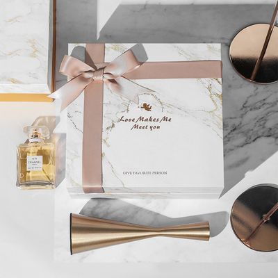 il contenitore di regalo di carta rigido di struttura di marmo di 21*21*9cm, toglie il contenitore di coperchio per il favore di nozze