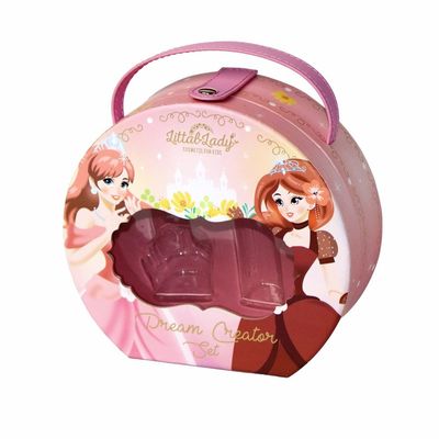 Giro improvviso rosa della scatola di trucco del regalo di compleanno della chiusura con la maniglia dell'unità di elaborazione