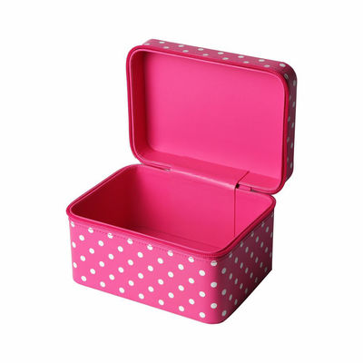 chiusura bianca rosa di 18*13.5*11cm Dots Portable Cosmetic Box Zipper