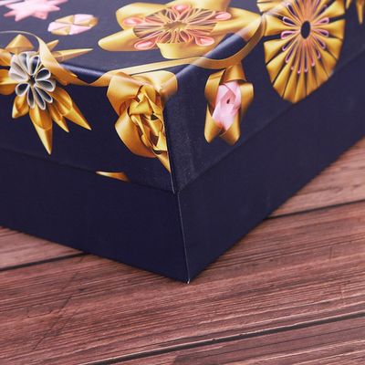 L'imballaggio cosmetico su ordinazione dei blu navy inscatola 20*20*10cm con la carta della rafia