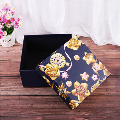 L'imballaggio cosmetico su ordinazione dei blu navy inscatola 20*20*10cm con la carta della rafia