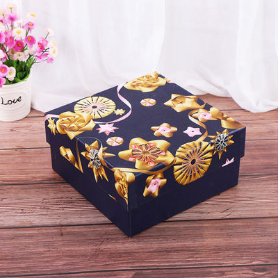 L'imballaggio cosmetico su ordinazione dei blu navy inscatola 20*20*10cm con la carta della rafia