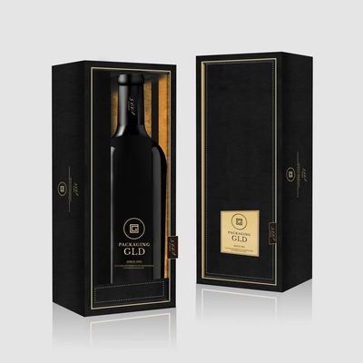 Contenitori d'imballaggio riciclati di regalo del vino del cartone, singolo scorrevole del contenitore di bottiglia di vino fuori nero