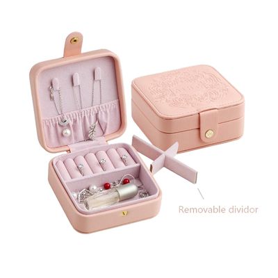 cassa portatile dei gioielli di viaggio di 12*12*5.5cm che incide rivestimento con i divisori smontabili