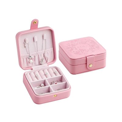 cassa portatile dei gioielli di viaggio di 12*12*5.5cm che incide rivestimento con i divisori smontabili