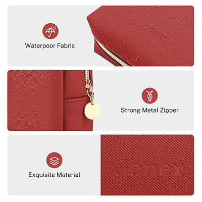 Piccolo rosso Zippered di cuoio della borsa cosmetica di trucco dell'unità di elaborazione per uso quotidiano