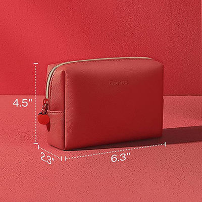 Piccolo rosso Zippered di cuoio della borsa cosmetica di trucco dell'unità di elaborazione per uso quotidiano