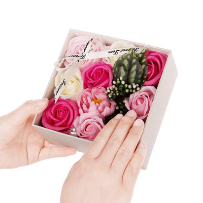 Rose Soap Flower Bouquet Boxes artificiale 14.5cm*14.5cm*7.5cm per gli insegnanti