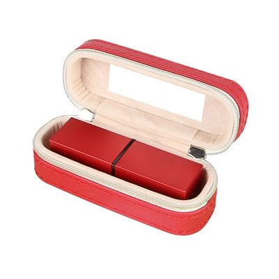 Mini caso di cuoio 10*4*3.5cm del rossetto di viaggio dell'unità di elaborazione con la doppia chiusura della chiusura lampo