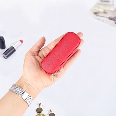 Mini caso di cuoio 10*4*3.5cm del rossetto di viaggio dell'unità di elaborazione con la doppia chiusura della chiusura lampo