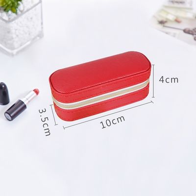 Mini caso di cuoio 10*4*3.5cm del rossetto di viaggio dell'unità di elaborazione con la doppia chiusura della chiusura lampo