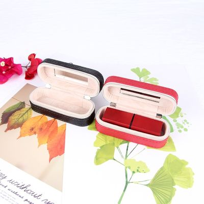 Mini caso di cuoio 10*4*3.5cm del rossetto di viaggio dell'unità di elaborazione con la doppia chiusura della chiusura lampo