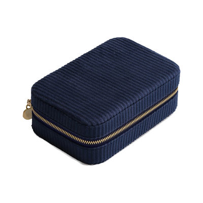 Cassa blu scuro del rossetto di viaggio del trio del velluto con lo specchio e EVA Insert interni