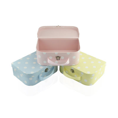 Scatola di Dot Pattern Cardboard Storage Suitcase di 3 insiemi con la maniglia del nastro